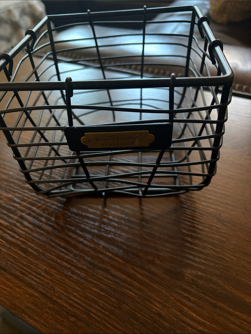 Decorative Black Metal Wire Storage Basket with Label Plate
